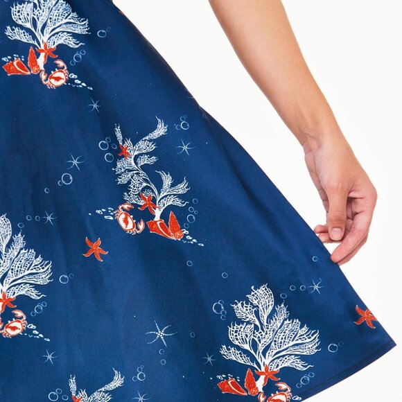 Voodoo Vixen Sea Print Flare Dress - Picture 5 of 8